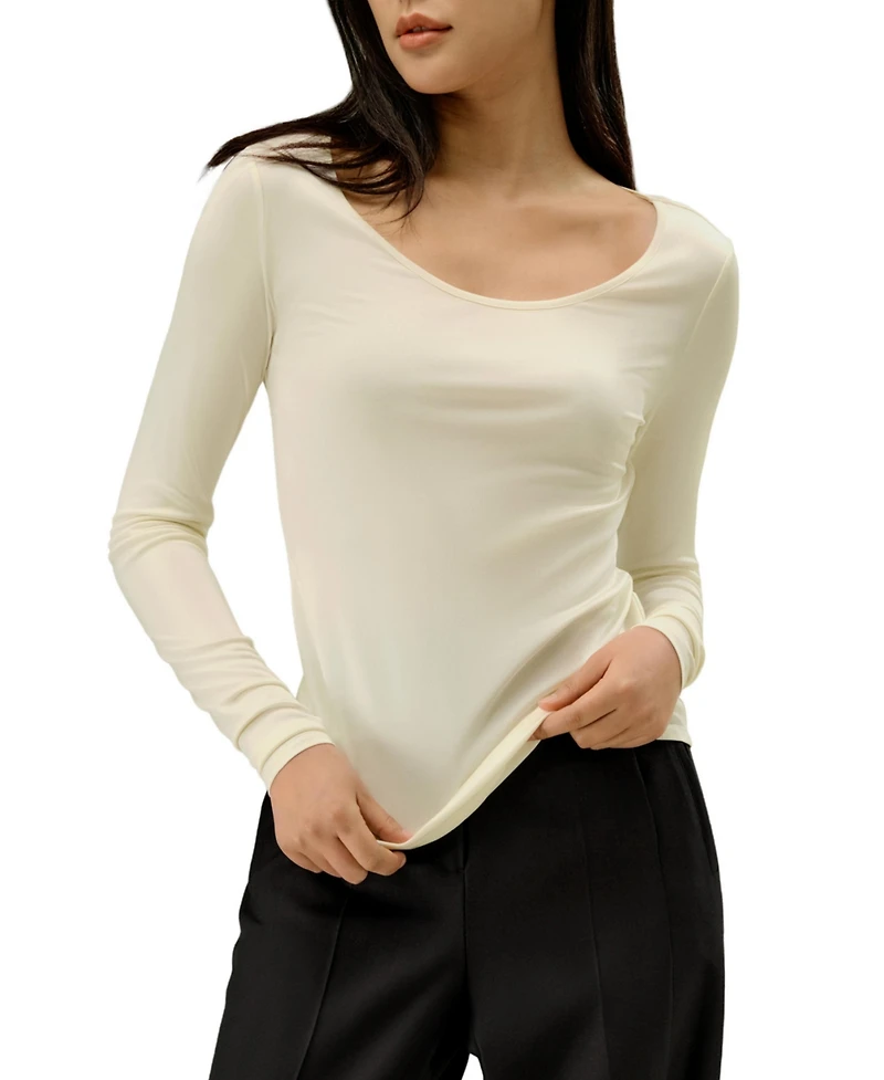 Lilysilk Women's Scoop-Neck Pure Silk Slim Fit Top