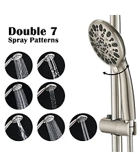 Rainsken High Pressure 48-Settings Shower Head with Handheld Shower, Adjustable Height Slide Bar Dual Shower Head Combo Set