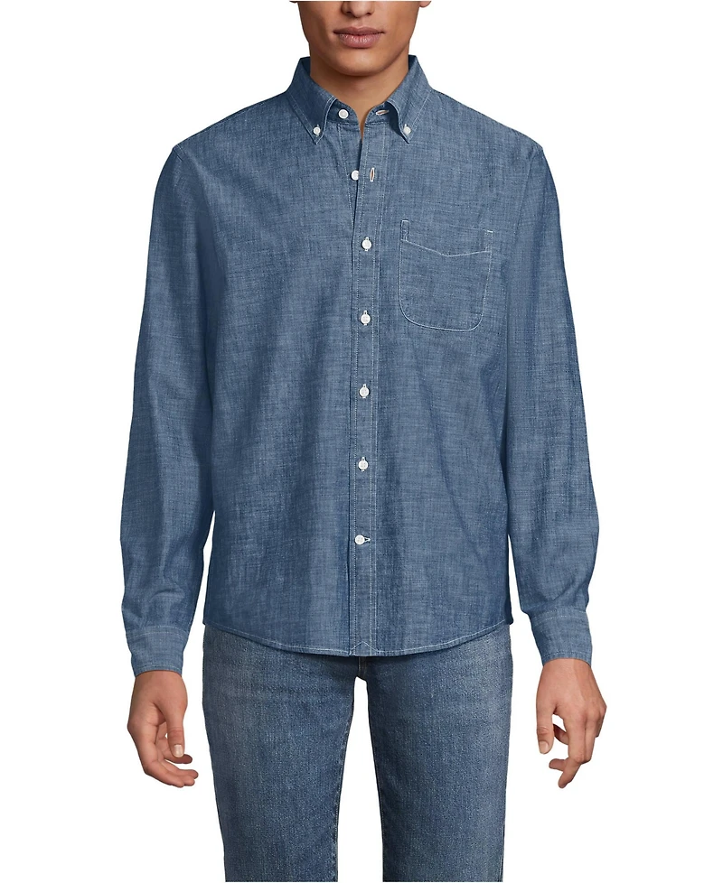 Lands' End Men's Long Sleeve Chambray Shirt