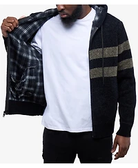 Cultura Men's Full Zip Hooded Sweater With Stripes And Flannel Lining