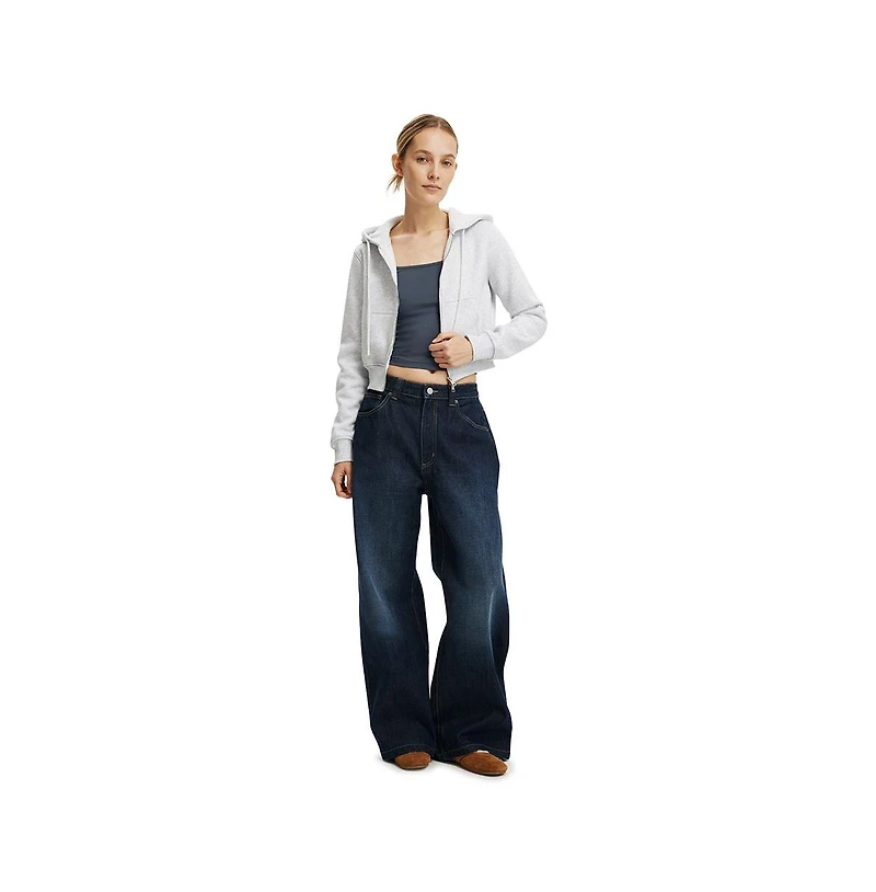 Cotton On Women's Premium Cropped Zip Through Hoodie