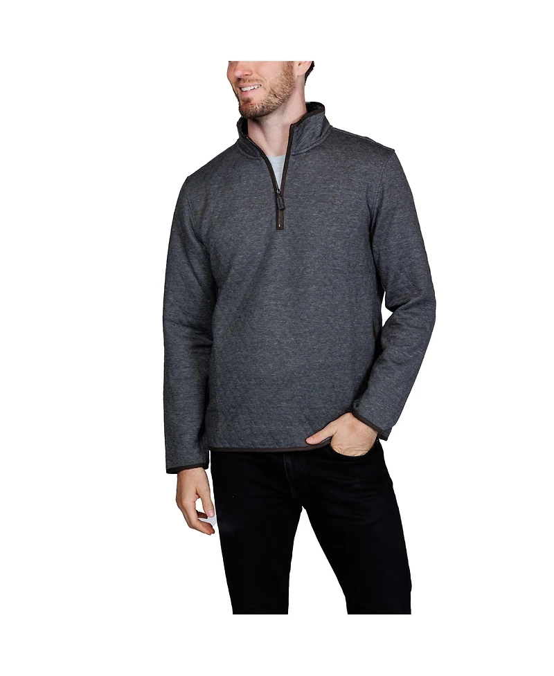 Tailorbyrd Men's Quilted Quarter Zip with Suede Trim