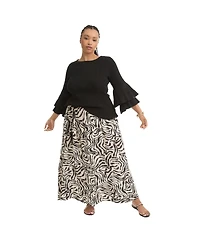 June + Vie Women's Plus Ruffled Long-Sleeve Sweater