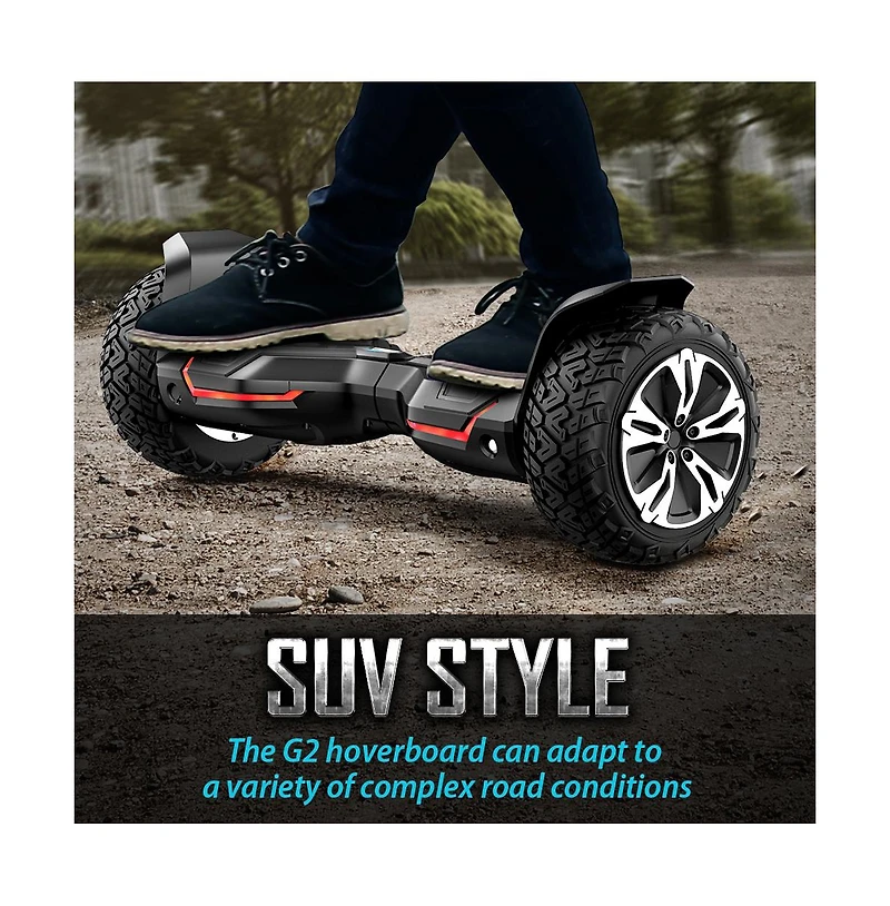 Warrior 8.5" All-Terrain Electric Balance Scooter-42V, 1.5A, 50Hz/60Hz, Music Speakers, Colorful Led Lights | Valentine's Day Gift for Teens, Fam