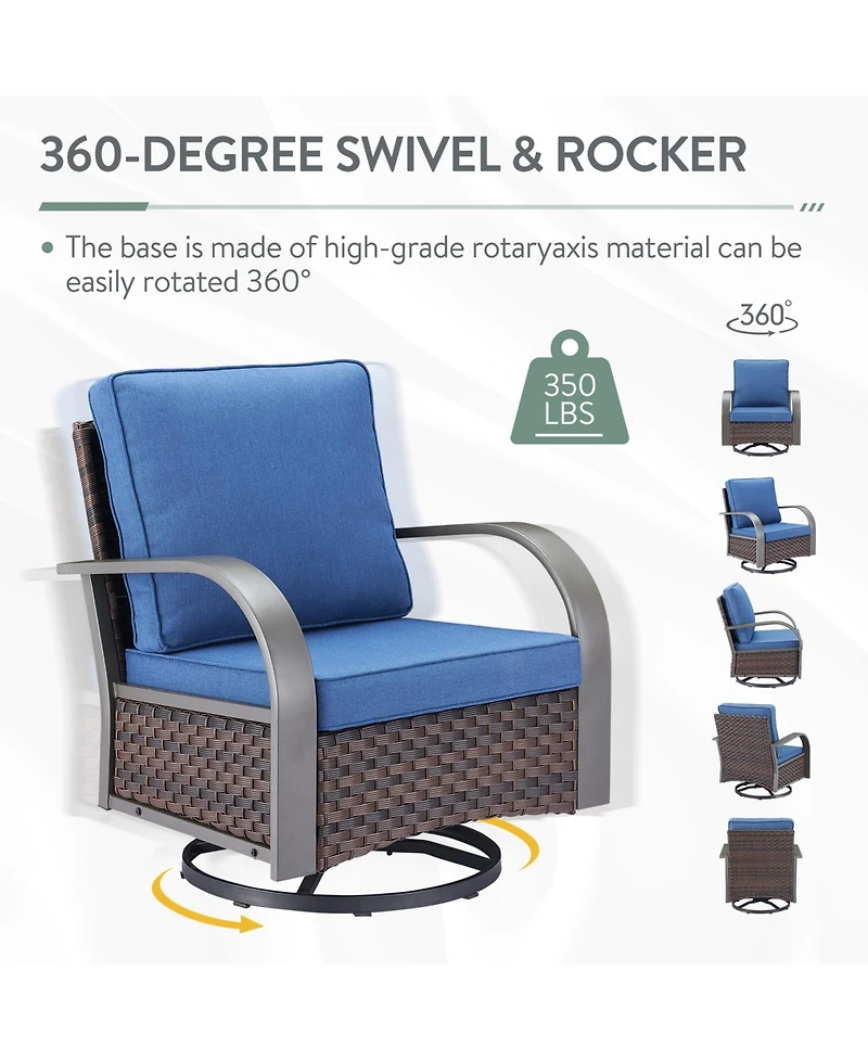 Gymojoy SteelCurve 2-Person Pe Wicker Patio Swivel Chair Outdoor Glider with CushionGuard Olefin Cushion