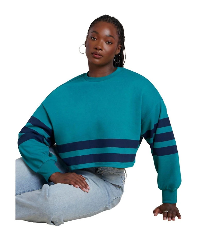 Eloquii Women's Plus Boxy Cropped Sweatshirt