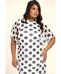 Fashion-szn Curve Women's Large Polka Dot Ruched Side Maxi Dress
