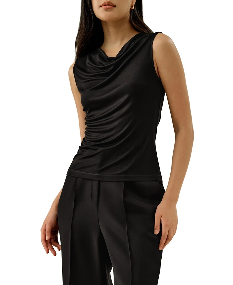 Lilysilk Women's Silk Jersey Cowl-neck Sleeveless Top