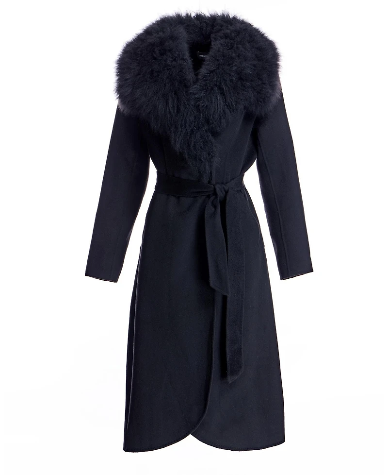 Julia & Stella by Maximilian Women's Fur-Trimmed Wrap Coat