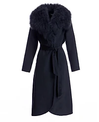 Julia & Stella by Maximilian Women's Fur-Trimmed Wrap Coat