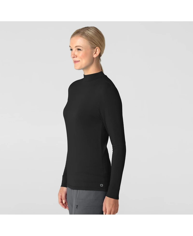 Wink Layers Women's Long Sleeve Mock Neck Silky Tee