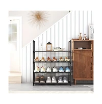 4-Tier Large Capacity Shoe Rack Sturdy Stackable Organizer for Closets Entryways