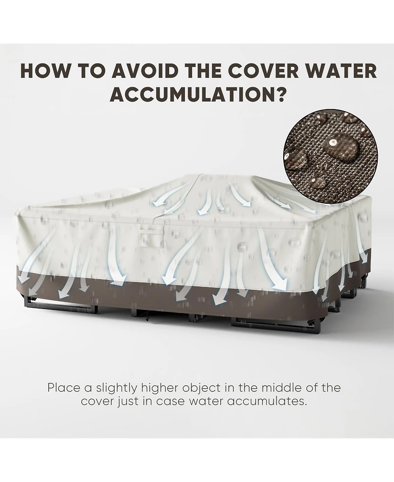 Gymojoy High-Quality 600D Oxford Fabric Outdoor Furniture Cover With Handles and Storage Bag Gray/Brown Beige