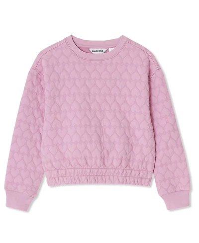 Lands' End Girls Knit Quilted Crew Neck Sweatshirt
