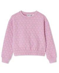 Lands' End Girls Knit Quilted Crew Neck Sweatshirt