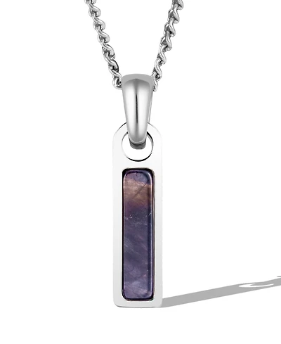 Vincero Men's Birthstone Tag Necklace - Silver Stainless Steel Pendant