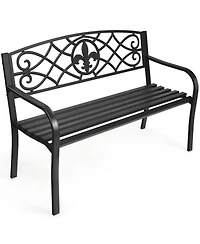 Gymax Garden Bench Loveseat Outdoor Garden Park w/ Steel Frame Backrest