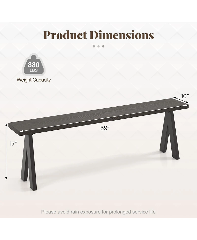 Gymax 3-Person Outdoor Bench Set of 2 w/ 800 Lbs Bearing Capacity for Garden