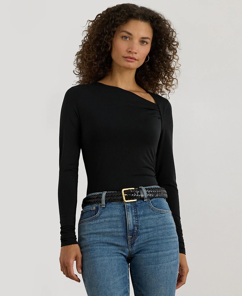 Lauren Ralph Women's Stretch Jersey Asymmetrical Top