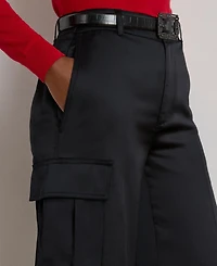 Lauren Ralph Women's Satin Charmeuse Wide-Leg Cargo Pants