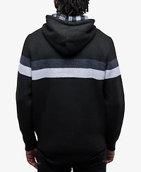 Cultura Men's Hooded Fleece Lined Full Zip Sweater With Stripes