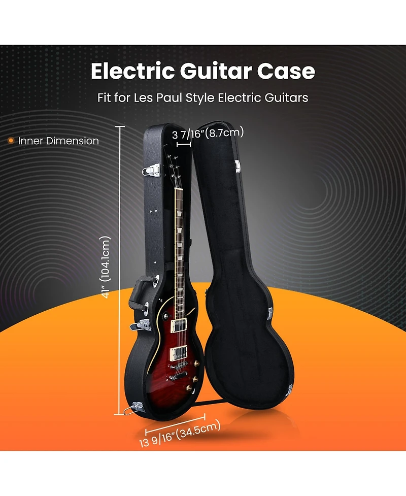 Yescom Electric Guitar Hard Case for Lp Les Paul Style w/ Folding Guitar Floor Stand