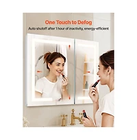Slickblue Hd Tempered Glass Mirror Medicine Cabinet Lighted, Recessed Wall Mount