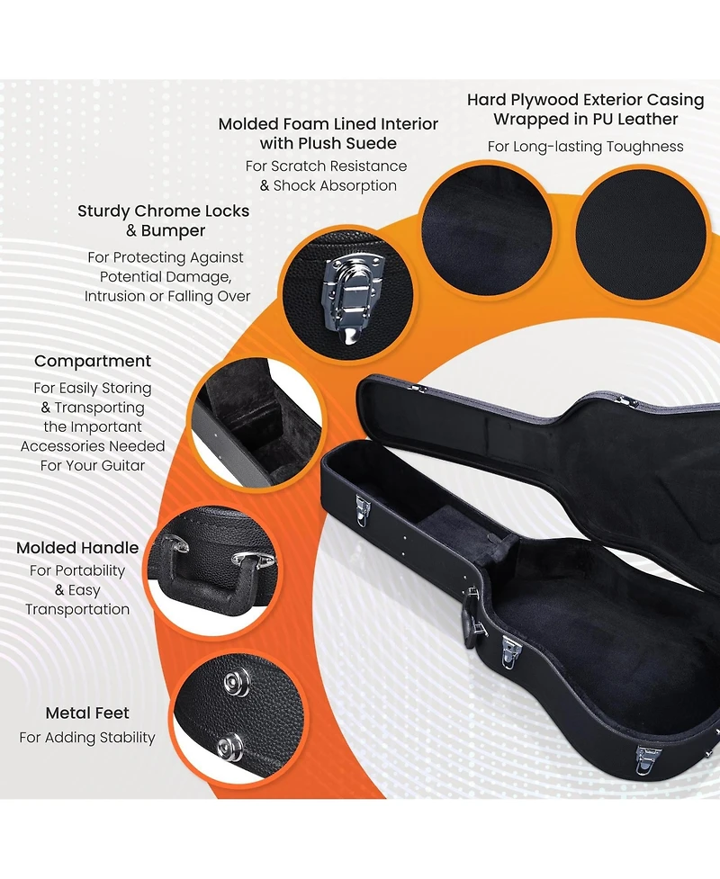 Yescom 41" Acoustic Guitar Case Hard Shell w/ Folding Guitar Stand for Electric Bass