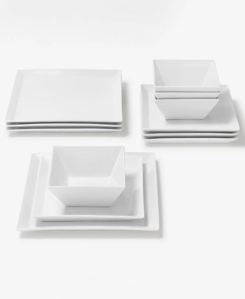 The Cellar Whiteware Square 12-Pc. Dinnerware Set, Service for 4