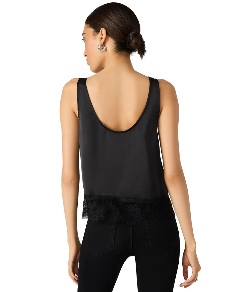 Steve Madden Women's Coraline Lace Hem Sleeveless Tank Top