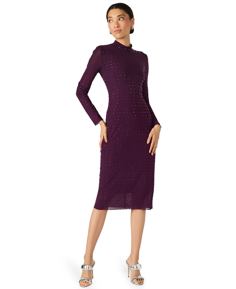 Steve Madden Women's Krista Mock Neck Midi Dress