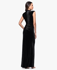 Betsy & Adam Women's Long Studded Velvet Gown