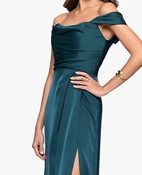 Betsy & Adam Women's Long Off-the-Shoulder Corset Dress