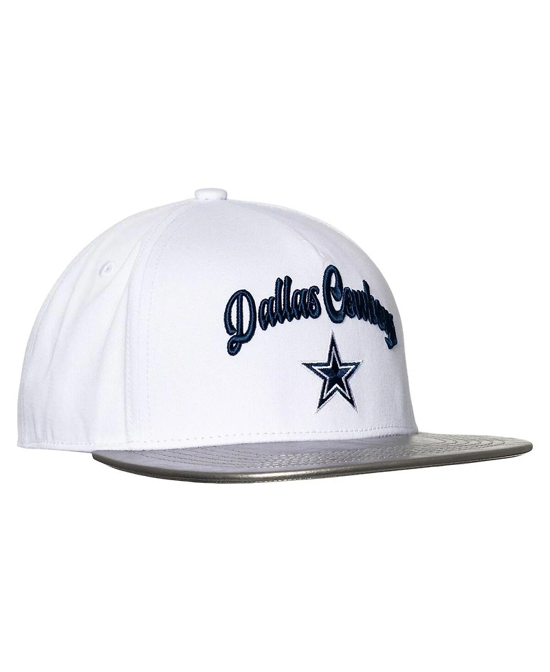 The Wild Collective Women's White/Silver Dallas Cowboys Two-Tone Snapback Hat