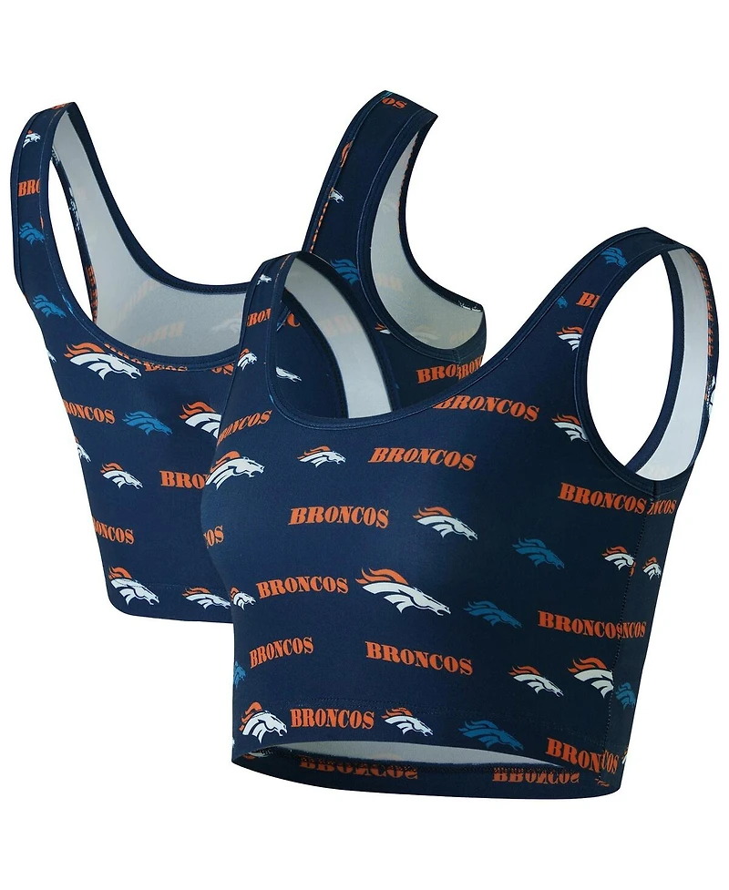 Concepts Sport Women's Navy Denver Broncos Mosaic Allover Print Bralette