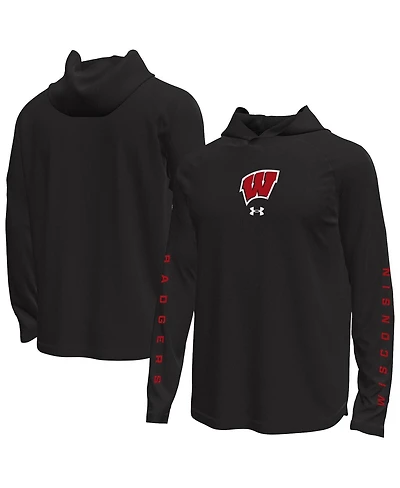 Under Armour Men's Wisconsin Badgers Tech Stretch Long-Sleeve Hooded T-Shirt