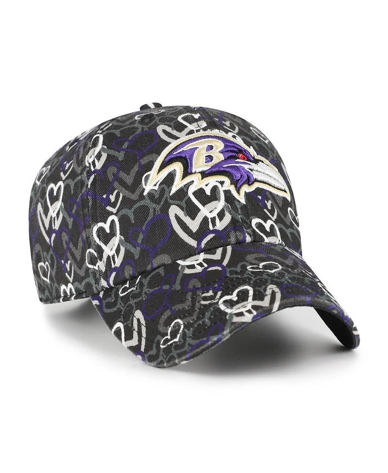 '47 Brand Big Girls Black Baltimore Ravens Mural Clean Up Adjustable Hat