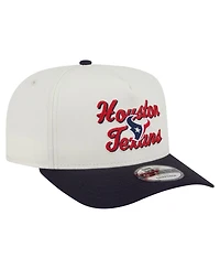 New Era Men's Cream/Navy Houston Texans Chainstitch A-Frame 9FIFTY Adjustable Hat