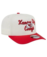 New Era Men's Cream/Red Kansas City Chiefs Chainstitch A-Frame 9FIFTY Adjustable Hat