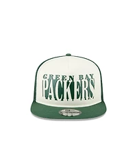 New Era Men's Cream/Green Green Bay Packers Cutout A-Frame 9FIFTY Snapback Hat