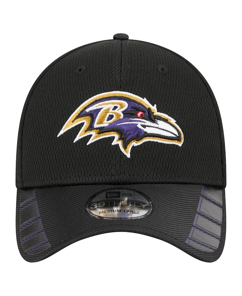 New Era Men's Black Baltimore Ravens Visor Hit 39THIRTY Flex Hat