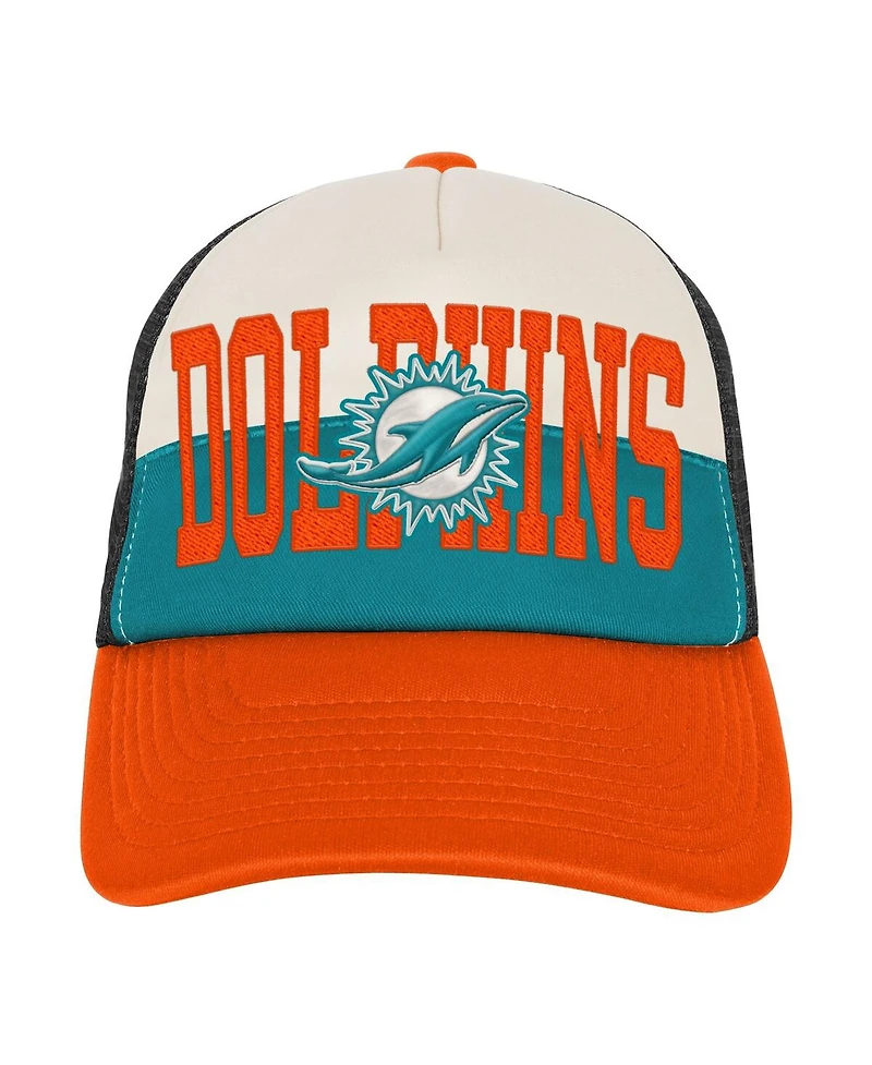 Outerstuff Big Boys and Girls White/Orange Miami Dolphins Modern Fan Trucker Adjustable Hat