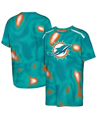 Outerstuff Big Boys and Girls Aqua Miami Dolphins End Zone Dri-Tek T-Shirt