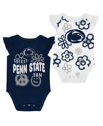 Outerstuff Girl's Baby Boys and Girls 2-Piece Navy/White Penn State Nittany Lions Little Sunshine Bodysuit Set