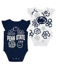 Outerstuff Girl's Baby Boys and Girls 2-Piece Navy/White Penn State Nittany Lions Little Sunshine Bodysuit Set