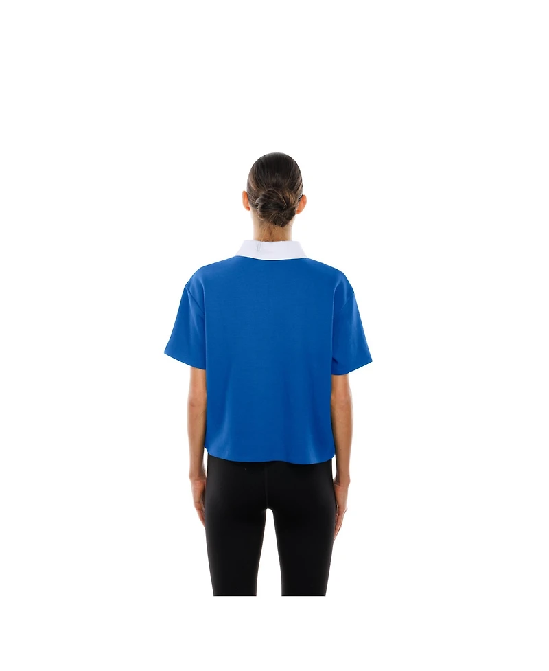 New Era Women's Royal Buffalo Bills Throwback Boxy Cropped Polo Shirt
