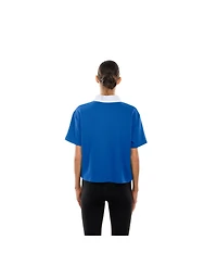 New Era Women's Royal Buffalo Bills Throwback Boxy Cropped Polo Shirt
