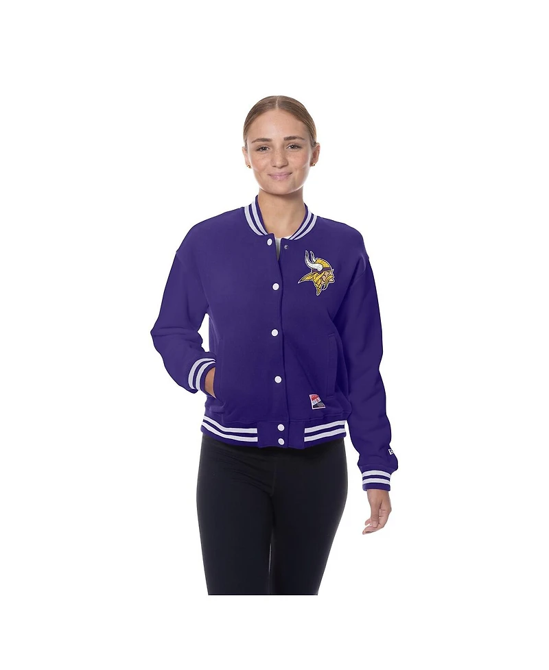 New Era Women's Purple Minnesota Vikings Throwback Fleece Full-Snap Jacket