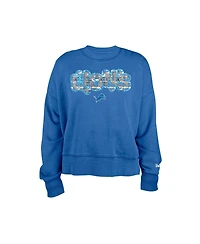 New Era Girl's Blue Detroit Lions Flip Sequin Sweatshirt