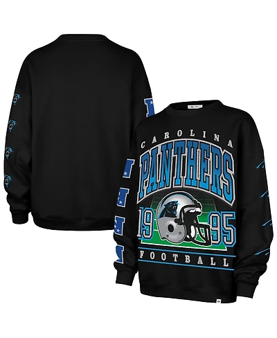 '47 Brand Women's Black Carolina Panthers Go Big Oversized Pullover Sweatshirt